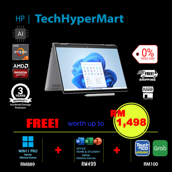 HP Envy x360 14-fa0022AU-1-W11P-EPP 14" Laptop/ Notebook (Ryzen 7 8840HS, 16GB, 1TB, AMD Radeon, W11P, Off Home 2024 + Off 365 Basic, Touchscreen, Pen, AI Chip) HP Envy x360 14-fa0022AU-1-W11P-EPP 14" Laptop/ Notebook (Ryzen 7 8840HS, 16GB, 1TB, AMD Radeon, W11P, Off Home 2024 + Off 365 Basic, Touchscreen, Pen, AI Chip)