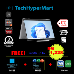 HP Envy x360 14-fa0128AU-1-W11-EPP 14" Laptop/ Notebook (Ryzen 5 8640HS, 16GB, 1TB, AMD Radeon, W11H, Off Home 2024 + Off 365 Basic, Touchscreen, Pen, AI Chip)