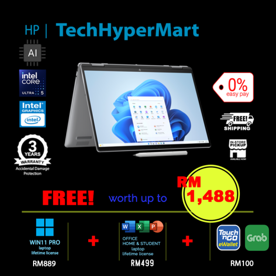 HP Envy x360 14-fc0040TU-1-W11P-EPP 14" Laptop/ Notebook (Ultra 5 125U, 16GB, 1TB, Intel, W11P, Off H&S + Off 365 Basic, Touchscreen, Pen, AI Chip) HP Envy x360 14-fc0040TU-1-W11P-EPP 14" Laptop/ Notebook (Ultra 5 125U, 16GB, 1TB, Intel, W11P, Off H&S + Off 365 Basic, Touchscreen, Pen, AI Chip)
