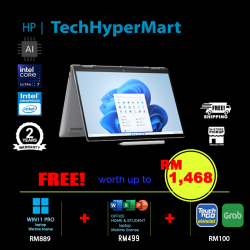HP Envy x360 14-fc0186TU-W11P 14" Laptop/ Notebook (Ultra 7 155H, 16GB, 512GB, Intel, W11P, Off Home 2024 + Off 365 Basic, Touchscreen, Pen, AI Chip)