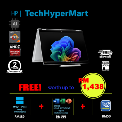 HP OmniBook X FlipNGAI 14-fk0122AU-W11P 14" Laptop/ Notebook (Ryzen AI 7 350, 16GB, 512GB, AMD Radeon, W11P, Off Home 2024 + Off 365 Basic, Touch, AI Chip)