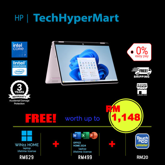 HP OmniBook 5 Flip 2-in-1 14-fp0151TU-1-W11-EPP 14" Laptop/ Notebook (Core 7 150U, 16GB, 1TB, Intel, W11H, Off Home 2024 + Off 365 Basic, Touch)