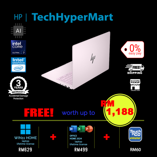 HP OmniBook 7 AI 14-fr0070TU-1-W11-EPP 14" Laptop/ Notebook (Ultra 7 255U, 16GB, 1TB, Intel, W11H, Off Home 2024 + Off 365 Basic, AI)