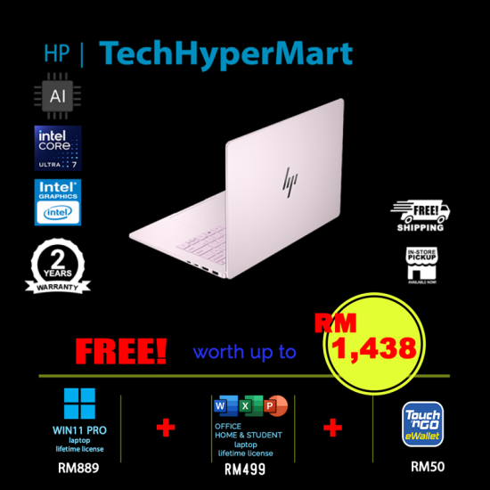 HP OmniBook 7 AI 14-fr0070TU-W11P 14" Laptop/ Notebook (Ultra 7 255U, 16GB, 512GB, Intel, W11P, Off Home 2024 + Off 365 Basic, AI)