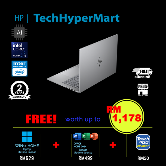 HP OmniBook 7 NGAI 14-hg0053TU 14" Laptop/ Notebook (Ultra 5 325, 16GB, 512GB, Intel, W11H, Off Home 2024 + Off 365 Basic, AI)