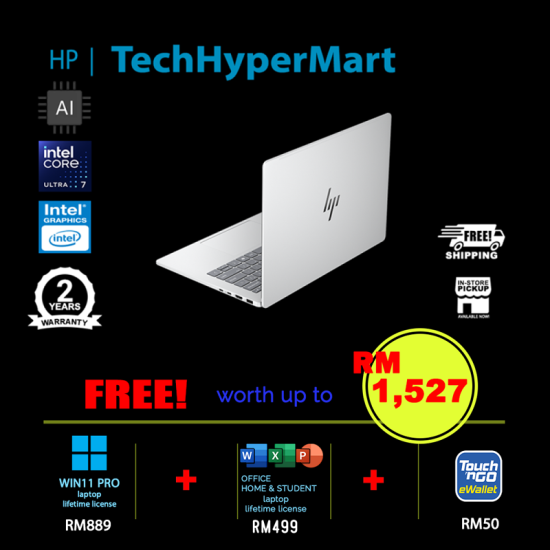 HP OmniBook 7 NGAI 14-hg0057TU-W11P 14" Laptop/ Notebook (Ultra 7 356H, 32GB, 1TB, Intel, W11P, Off Home 2024 + Off 365 Basic, AI)