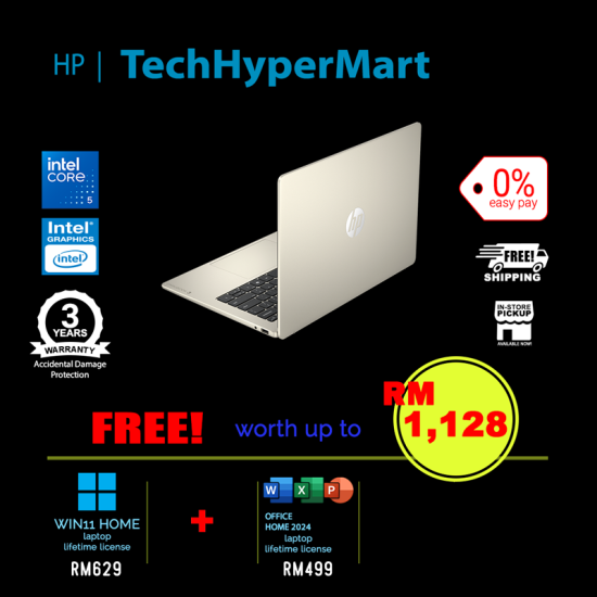 HP OmniBook 3 14-hu0084TU-1-W11-EPP 14" Laptop/ Notebook (Core 5 120U, 8GB, 1TB, Intel, W11H, Off Home 2024 + Off 365 Basic)