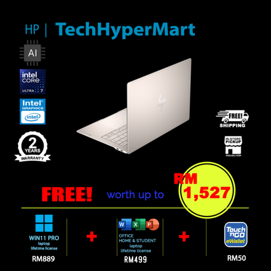 HP OmniBook Ultra NGAI 14-kd0013TU-W11P 14" Laptop/ Notebook (Ultra 7 356H, 32GB, 1TB, Intel, W11P, Off Home 2024 + Off 365 Basic, Touch, AI)