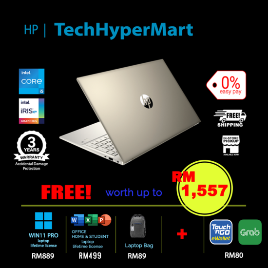 HP Pavilion 15-eg3052TU-32-1-W11P-EPP 15.6" Laptop/ Notebook (i5-1335U, 32GB, 1TB, Intel Iris Xe W11P, Off H&S)