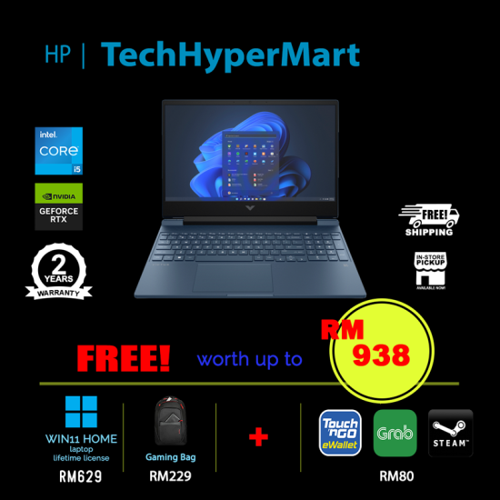 HP Victus 15-fa1120TX-24-W11 15.6" Laptop/ Notebook (i5-12450H, 24GB, 512GB, NV RTX2050, W11H, 144Hz)