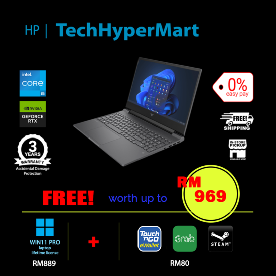 HP Victus 15-fa1334TX-1-W11P-EPP 15.6" Laptop/ Notebook (i5-12450H, 8GB, 1TB, NV RTX2050, W11P, 144Hz) HP Victus 15-fa1334TX-1-W11P-EPP 15.6" Laptop/ Notebook (i5-12450H, 8GB, 1TB, NV RTX2050, W11P, 144Hz)