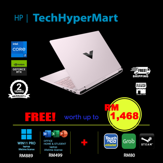 HP Victus 15-fa2320TX-32-W11P 15.6" Laptop/ Notebook (i7-13620H, 32GB, 512GB, NV RTX5060, W11P, Off Home 2024 + Off 365 Basic, 144Hz)