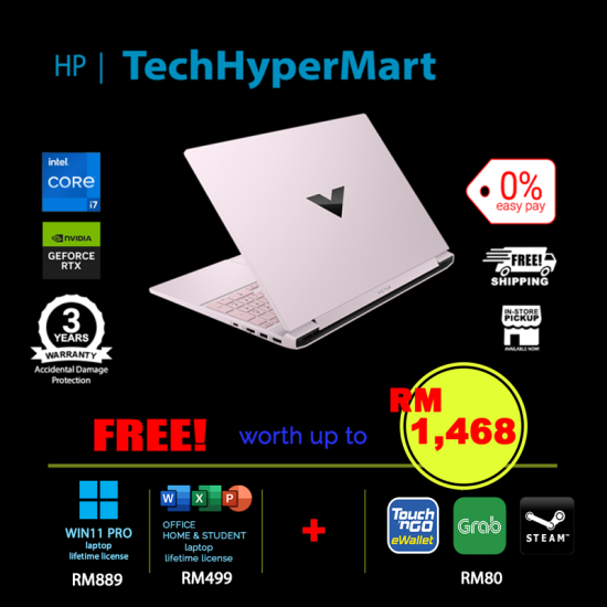 HP Victus 15-fa2320TX-32-1-W11P-EPP 15.6" Laptop/ Notebook (i7-13620H, 32GB, 1TB, NV RTX5060, W11P, Off Home 2024 + Off 365 Basic, 144Hz)