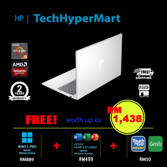HP 15-fc0375AU-24-W11P 15.6" Laptop/ Notebook (Ryzen 5 7430U, 24GB, 512GB, AMD Radeon, W11P, Off Home 2024 + Off 365 Basic) HP 15-fc0375AU-24-W11P 15.6" Laptop/ Notebook (Ryzen 5 7430U, 24GB, 512GB, AMD Radeon, W11P, Off Home 2024 + Off 365 Basic)