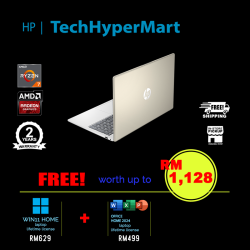 HP 15-fc0956AU 15.6" Laptop/ Notebook (Ryzen 7 7730U, 16GB, 512GB, AMD Radeon, W11H, Off Home 2024 + Off 365 Basic)