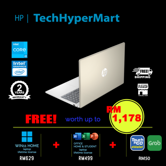 HP 15-fd0178TU 15.6" Laptop/ Notebook (i3-N305, 8GB, 512GB, Intel, W11H, Off H&S)