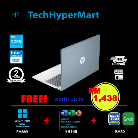 HP 15-fd0179TU-W11P 15.6" Laptop/ Notebook (i3-N305, 8GB, 512GB, Intel, W11P, Off H&S)