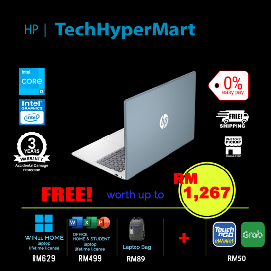 HP 15-fd0179TU-16-1-W11-EPP 15.6" Laptop/ Notebook (i3-N305, 16GB, 1TB, Intel, W11H, Off H&S)