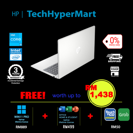 HP 15-fd0540TU-1-W11P-EPP 15.6" Laptop/ Notebook (i3-N305, 8GB, 1TB, Intel, W11P, Off Home 2024 + Off 365 Basic) HP 15-fd0540TU-1-W11P-EPP 15.6" Laptop/ Notebook (i3-N305, 8GB, 1TB, Intel, W11P, Off Home 2024 + Off 365 Basic)
