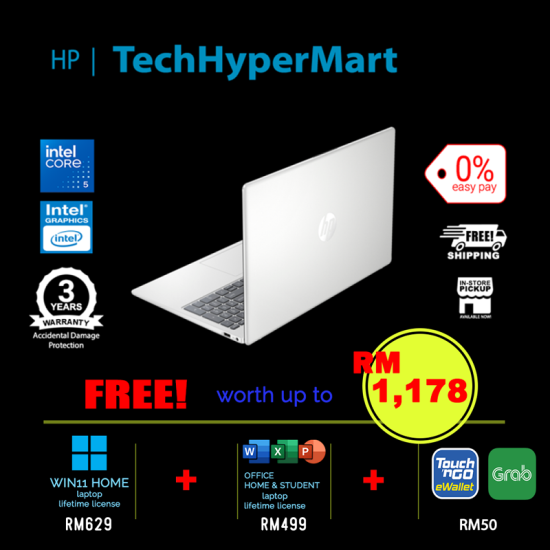 HP 15-fd1094TU-1-W11-EPP 15.6" Laptop/ Notebook (Core 5 120U, 8GB, 1TB, Intel, W11H, Off H&S) HP 15-fd1094TU-1-W11-EPP 15.6" Laptop/ Notebook (Core 5 120U, 8GB, 1TB, Intel, W11H, Off H&S)