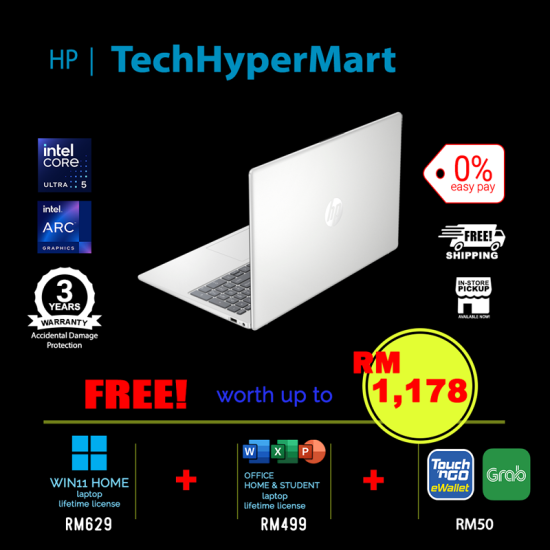 HP 15-fd1104TU-32-1-W11-EPP 15.6" Laptop/ Notebook (Ultra 5 125H, 32GB, 1TB, Intel Arc, W11H, Off H&S)