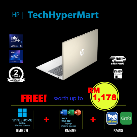 HP 15-fd1230TU-32-W11 15.6" Laptop/ Notebook (Ultra 5 125H, 32GB, 512GB, Intel Arc, W11H, Off Home 2024 + Off 365 Basic) HP 15-fd1230TU-32-W11 15.6" Laptop/ Notebook (Ultra 5 125H, 32GB, 512GB, Intel Arc, W11H, Off Home 2024 + Off 365 Basic)