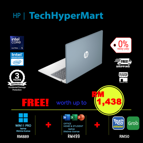 HP 15-fd1231TU-24-1-W11P-EPP 15.6" Laptop/ Notebook (Ultra 5 125H, 24GB, 1TB, Intel, W11P, Off Home 2024 + Off 365 Basic) HP 15-fd1231TU-24-1-W11P-EPP 15.6" Laptop/ Notebook (Ultra 5 125H, 24GB, 1TB, Intel, W11P, Off Home 2024 + Off 365 Basic)