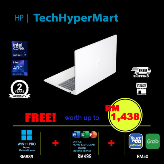 HP 15-fd1232TU-32-W11P 15.6" Laptop/ Notebook (Ultra 5 125H, 32GB, 512GB, Intel Arc, W11P, Off Home 2024 + Off 365 Basic) HP 15-fd1232TU-32-W11P 15.6" Laptop/ Notebook (Ultra 5 125H, 32GB, 512GB, Intel Arc, W11P, Off Home 2024 + Off 365 Basic)