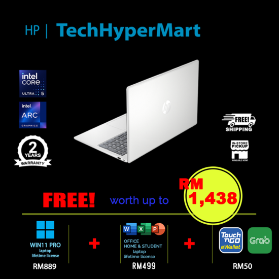 HP 15-fd1233TU-32-W11P 15.6" Laptop/ Notebook (Ultra 5 125H, 32GB, 512GB, Intel Arc, W11P, Off Home 2024 + Off 365 Basic) HP 15-fd1233TU-32-W11P 15.6" Laptop/ Notebook (Ultra 5 125H, 32GB, 512GB, Intel Arc, W11P, Off Home 2024 + Off 365 Basic)