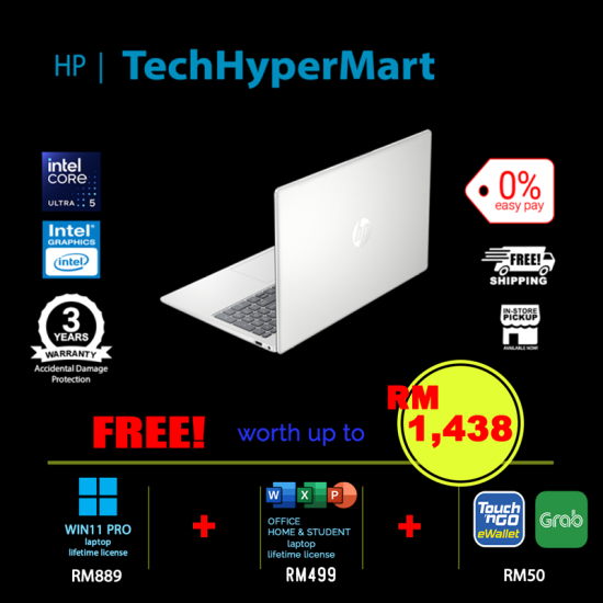 HP 15-fd1233TU-24-1-W11P-EPP 15.6" Laptop/ Notebook (Ultra 5 125H, 24GB, 1TB, Intel, W11P, Off Home 2024 + Off 365 Basic) HP 15-fd1233TU-24-1-W11P-EPP 15.6" Laptop/ Notebook (Ultra 5 125H, 24GB, 1TB, Intel, W11P, Off Home 2024 + Off 365 Basic)