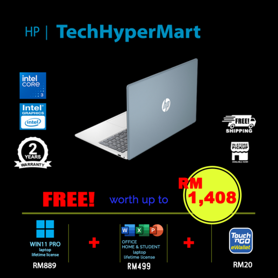 HP 15-fd1574TU-W11P 15.6" Laptop/ Notebook (Core 3 100U, 8GB, 512GB, Intel, W11P, Off Home 2024 + Off 365 Basic)
