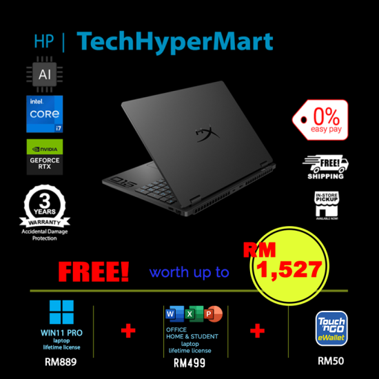 HP HyperX Omen 16-am2163TX-32-1-W11P-EPP 16" Laptop/ Notebook (i7-14650HX, 32GB, 1TB, NV RTX5060, W11P, Off Home 2024 + Off 365 Basic, 240Hz, AI)