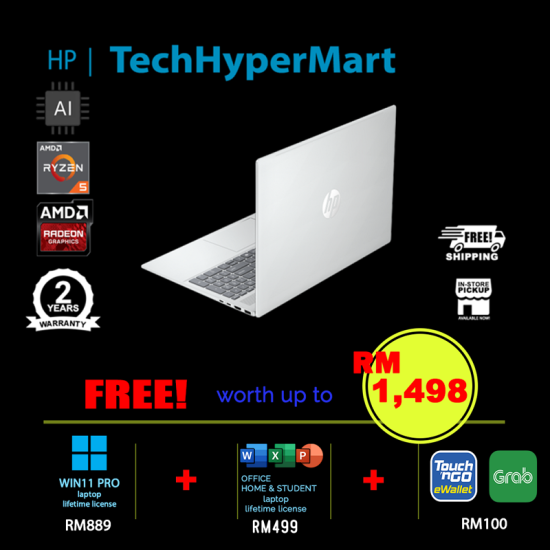 HP OmniBook 5 16-bc1012AU-W11P 16" Laptop/ Notebook (Ryzen 7 8840U, 16GB, 512GB, AMD Radeon, W11P, Off Home 2024 + Off 365 Basic, AI Chip)