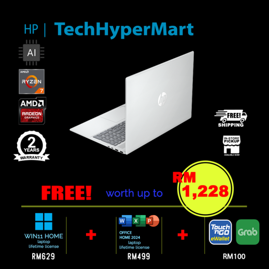 HP OmniBook 5 16-bc1011AU 16" Laptop/ Notebook (Ryzen 7 8840U, 16GB, 512GB, AMD Radeon, W11H, Off Home 2024 + Off 365 Basic, AI Chip)