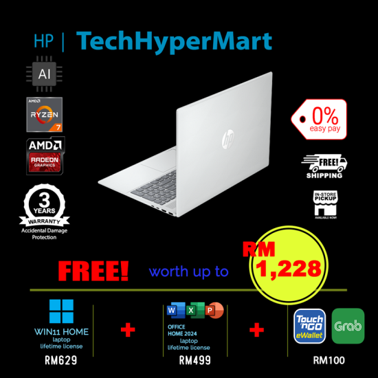 HP OmniBook 5 16-bc1011AU-1-W11-EPP 16" Laptop/ Notebook (Ryzen 7 8840U, 16GB, 1TB, AMD Radeon, W11H, Off Home 2024 + Off 365 Basic, AI Chip)