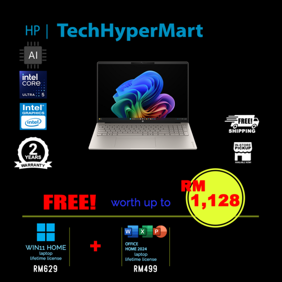 HP OmniBook 5 NGAI 16-bm0090TU 16" Laptop/ Notebook (Ultra 5 322, 16GB, 512GB, Intel, W11H, Off Home 2024 + Off 365 Basic, AI)