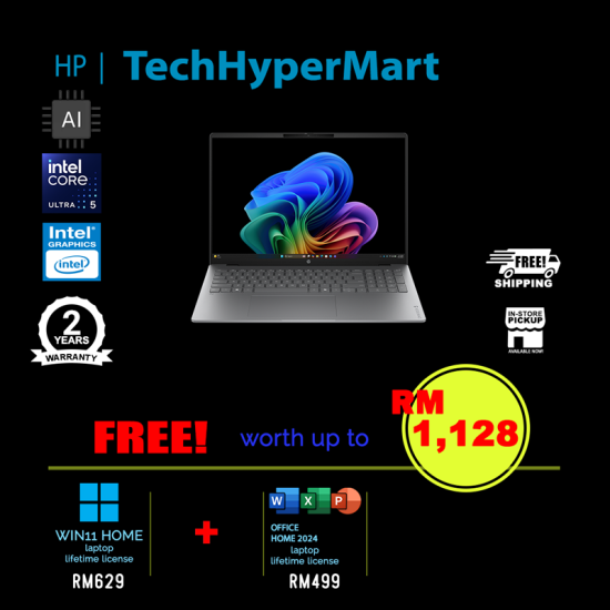 HP OmniBook 5 NGAI 16-bm0091TU 16" Laptop/ Notebook (Ultra 5 322, 16GB, 512GB, Intel, W11H, Off Home 2024 + Off 365 Basic, AI)