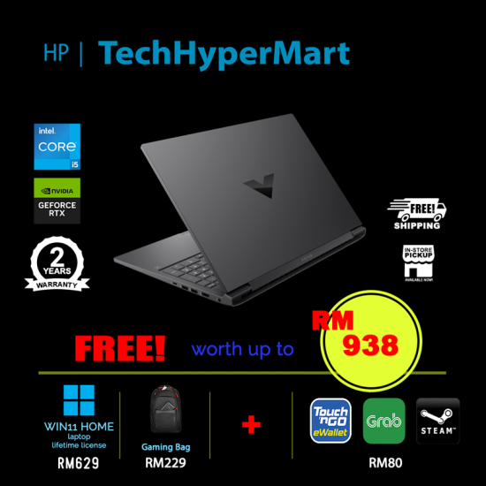 HP Victus 16-r0030TX-32-W11 16.1" Laptop/ Notebook (i5-13500HX, 32GB, 512GB, NV RTX4070, W11H, 144Hz)