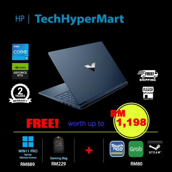 HP Victus 16-r0032TX-24-W11P 16.1" Laptop/ Notebook (i5-13500HX, 24GB, 512GB, NV RTX4070, W11P, 144Hz)
