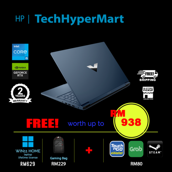 HP Victus 16-r0050TX-32-W11 16.1" Laptop/ Notebook (i5-13500HX, 32GB, 512GB, NV RTX3050, W11H, 144Hz)