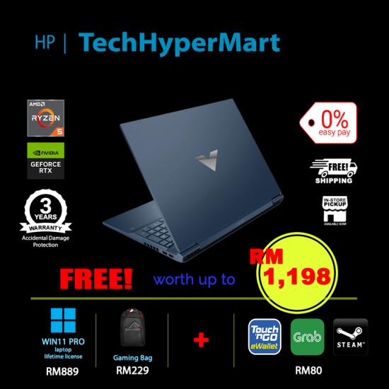 HP Victus 16-s0037AX-24-1-W11P-EPP 16.1" Laptop/ Notebook (Ryzen 5 7640HS, 24GB, 1TB, NV RTX4060, W11P, 144Hz)