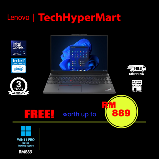 Lenovo ThinkPad E16 Gen 2 21MA003CMY-32-W11 16" Laptop/ Notebook (Ultra 7 155U, 32GB, 512GB, Intel, W11P) Lenovo ThinkPad E16 Gen 2 21MA003CMY-32-W11 16" Laptop/ Notebook (Ultra 7 155U, 32GB, 512GB, Intel, W11P)
