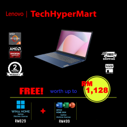 Lenovo IdeaPad Slim 3 15AMN8 82XQ01P2MJ 15.6" Laptop/ Notebook (Ryzen 3 30, 8GB, 512GB, AMD Radeon, W11H, Off Home 2024 + Off 365 Basic)