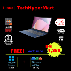 Lenovo IdeaPad Slim 3 15AMN8 82XQ01P2MJ-1-W11P-EPP 15.6" Laptop/ Notebook (Ryzen 3 30, 8GB, 1TB, AMD Radeon, W11P, Off Home 2024 + Off 365 Basic)