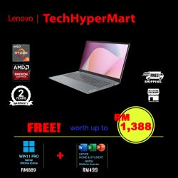 Lenovo IdeaPad Slim 3 15AMN8 82XQ01P3MJ-W11P 15.6" Laptop/ Notebook (Ryzen 3 30, 8GB, 512GB, AMD Radeon, W11P, Off Home 2024 + Off 365 Basic)