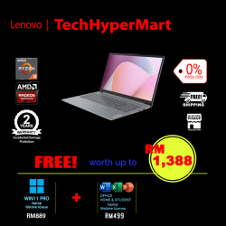 Lenovo IdeaPad Slim 3 15AMN8 82XQ01P3MJ-1-W11P-EPP 15.6" Laptop/ Notebook (Ryzen 3 30, 8GB, 1TB, AMD Radeon, W11P, Off Home 2024 + Off 365 Basic)