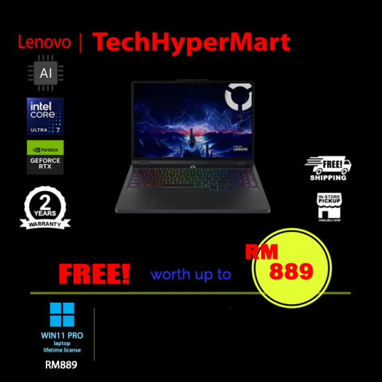 Lenovo Legion Pro 5 16IAX10 83F300AEMJ-24-W11P 16" Laptop/ Notebook (Ultra 7 251HX, 24GB, 512GB, NV RTX5060, W11P, 240Hz, AI)