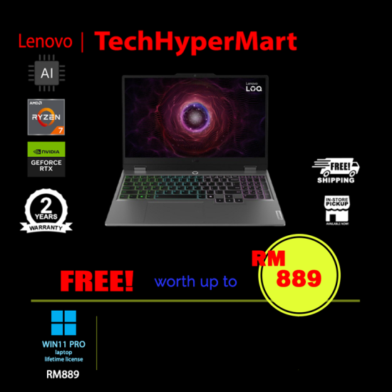 Lenovo LOQ 15ARP9 83JC00G4MJ-W11P 15.6" Laptop/ Notebook (Ryzen 7 7435HS, 12GB, 512GB, NV RTX4050, W11P, 144Hz, AI Chip) Lenovo LOQ 15ARP9 83JC00G4MJ-W11P 15.6" Laptop/ Notebook (Ryzen 7 7435HS, 12GB, 512GB, NV RTX4050, W11P, 144Hz, AI Chip)