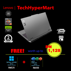 Lenovo LOQ 15ARP9 83JC00HSMJ-44-W11 15.6" Laptop/ Notebook (Ryzen 5 7235HS, 44GB, 512GB, NV RTX3050, W11H, Off Home 2024, 144Hz, AI Chip)