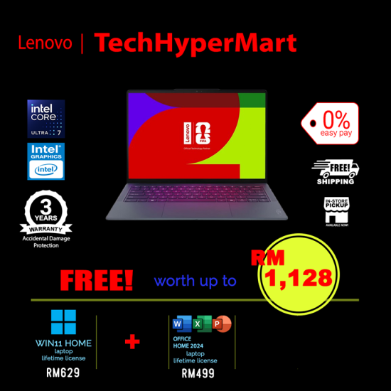 Lenovo Yoga Slim 7 Ultra 14IPH11 83QK0031MJ-2-W11-EPP 14" Laptop/ Notebook (Ultra 7 355, 32GB, 2TB, Intel, W11H, Off Home 2024 + Off 365 Basic, Touch)